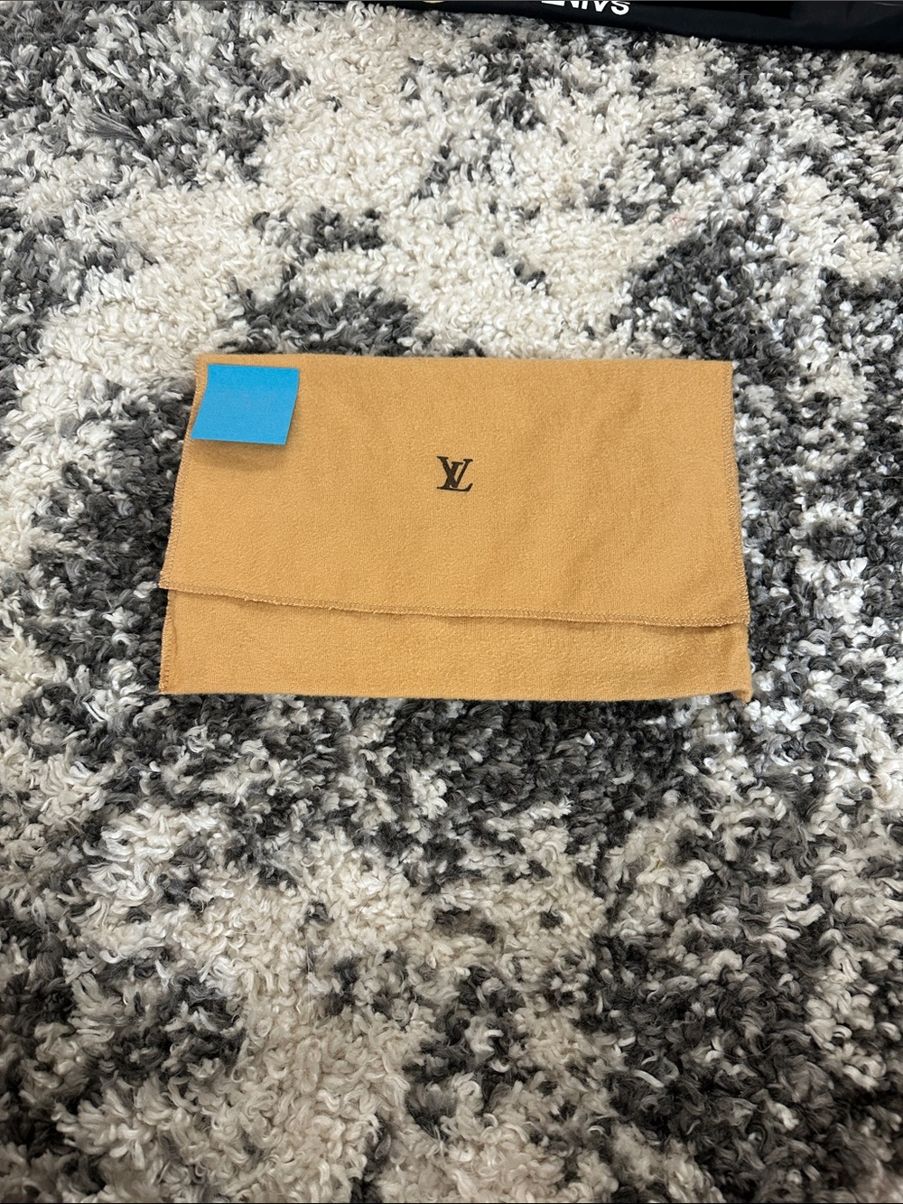 Louis Vuitton Tan Clutch Pouch with Black Logo